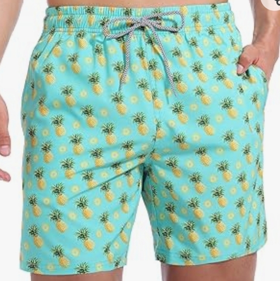 Biwisy Pineapple Print Swim Trunks Quick Dry Swim Shorts With Mesh Lining SZ 2XL - Picture 2 of 11